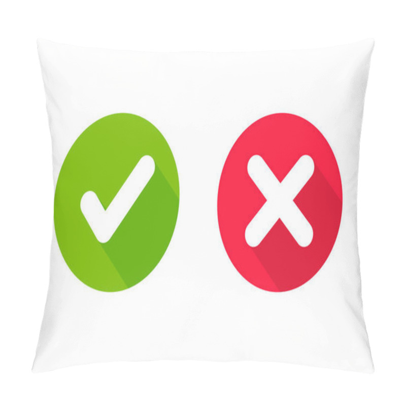 Personality  Wrong Check Mark Icon Long Shadow For Validation Isolated On A White Background Pillow Covers