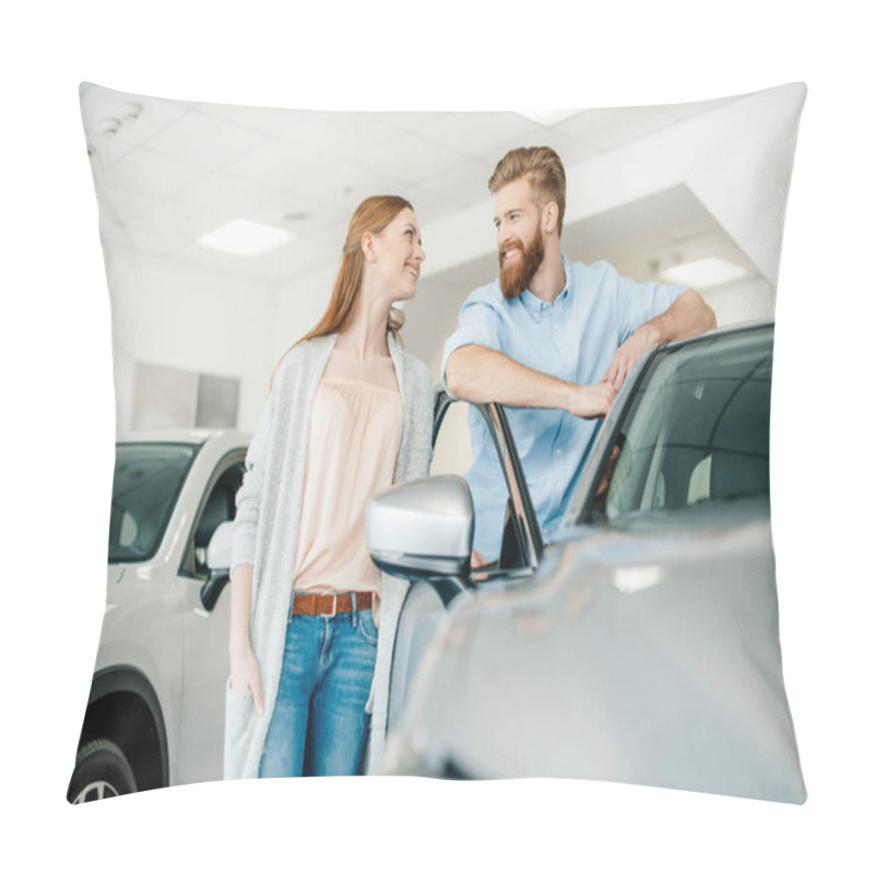 Personality  Couple Choosing New Car  Pillow Covers