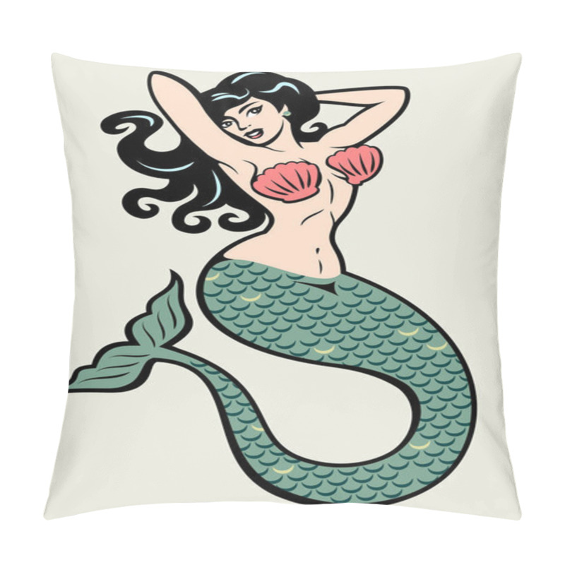 Personality  The Image Of A Mermaid In The Traditional Style Of Old School Tattoo Pin-up Pillow Covers