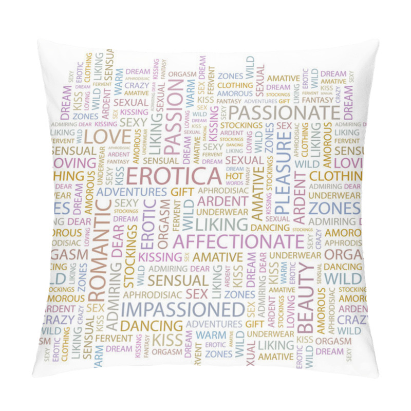 Personality  EROTICA. Seamless Vector Pattern With Word Cloud. Pillow Covers