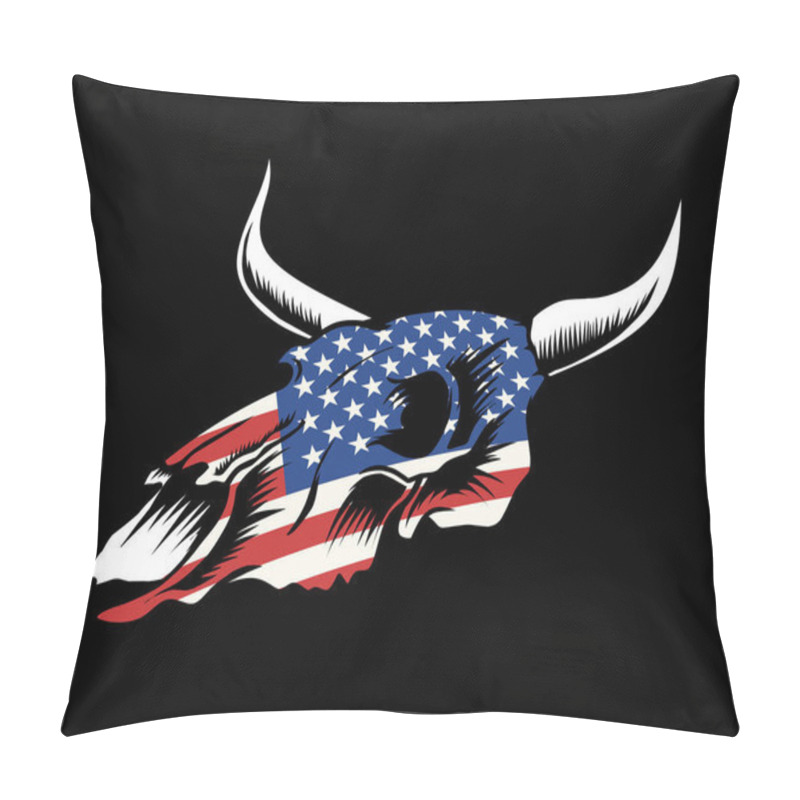 Personality  American Bull Skull Vector Illustration Pillow Covers