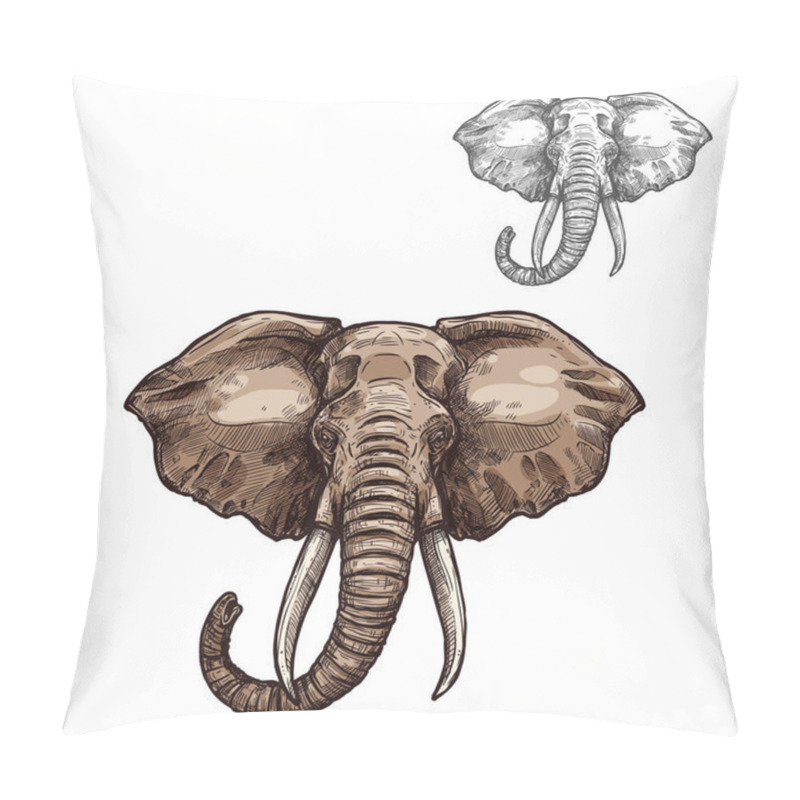 Personality  Elephant Isolated Sketch Of African Mammal Animal Pillow Covers