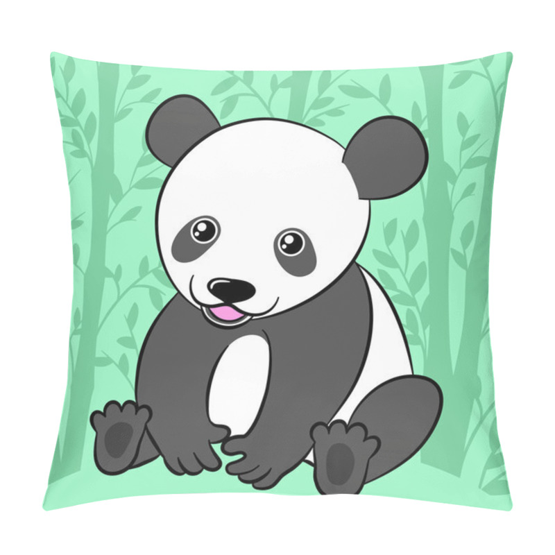 Personality  Cute Cartoon Panda In Its Natural Habitat Pillow Covers