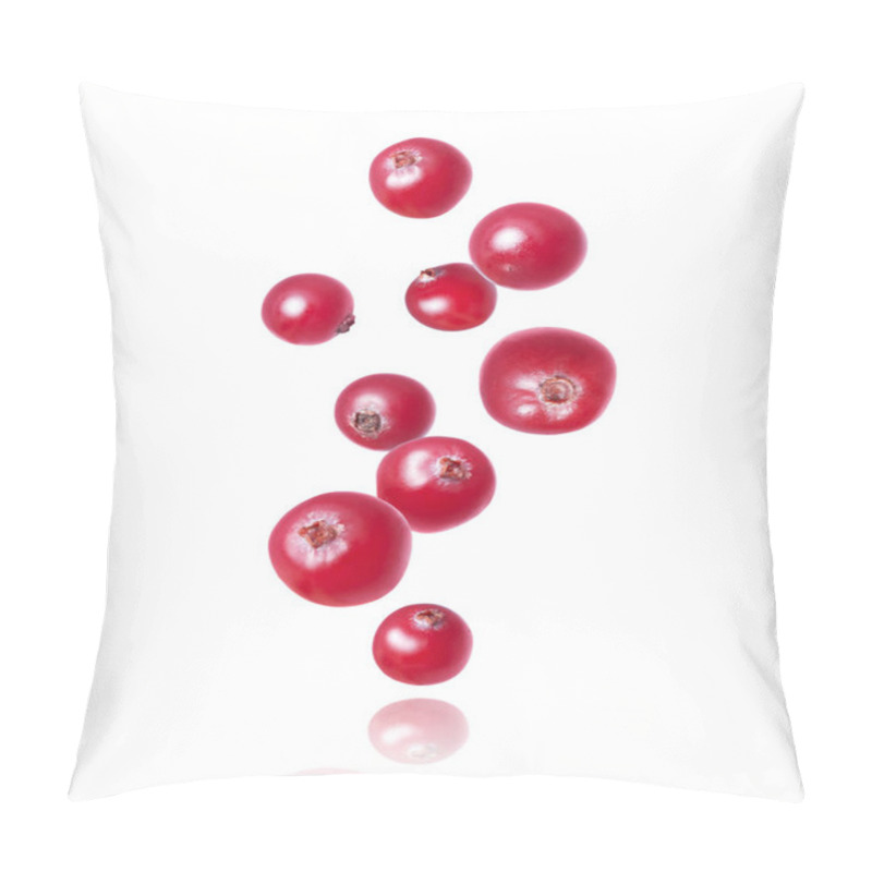 Personality  Ripe Juicy Cranberries Close Up In The Air Close-up On A White Background Pillow Covers