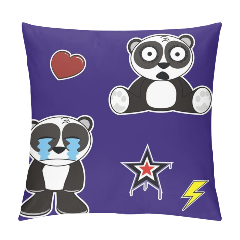 Personality  Little Panda Bear Cute Expressions Cartoon Set3 Pillow Covers