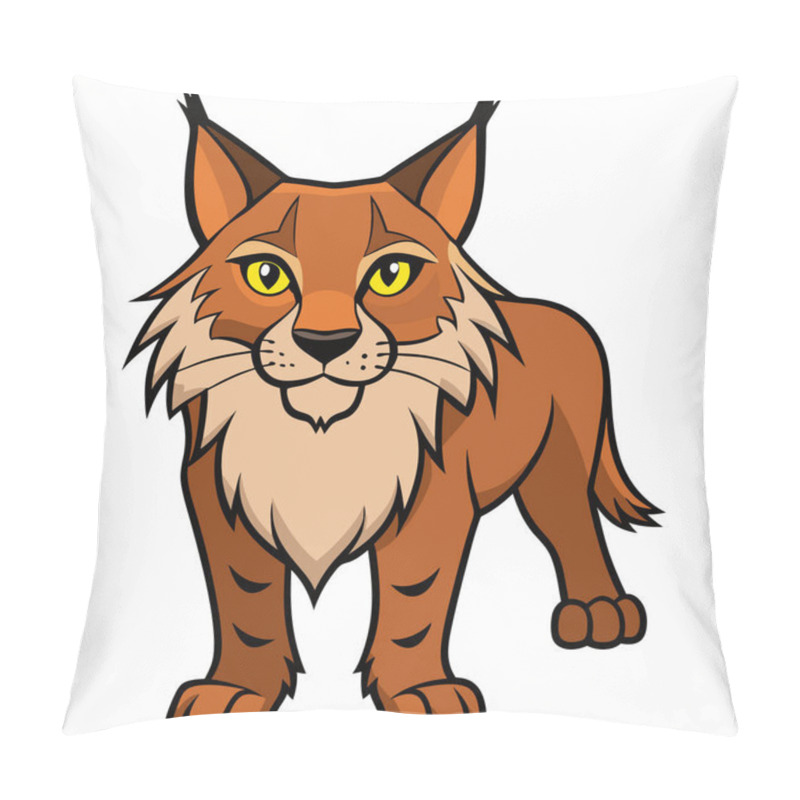 Personality  Lynx Vector Illustration, Cartoon Clipart Character, Animal In Flat Style. Pillow Covers