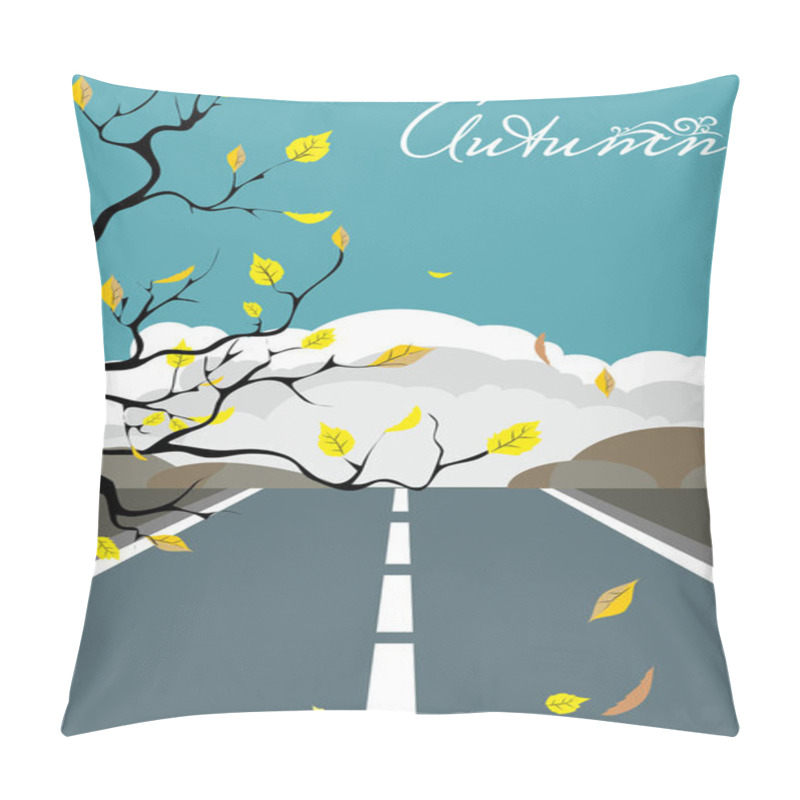 Personality  Autumn Landscape With Falling Dry Leaves From A Tree On The Back Pillow Covers