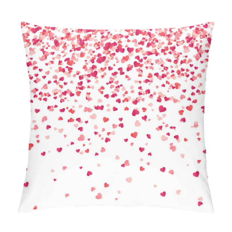 Personality  Heart Confetti. Valentines, Womens, Mothers Day Background With Falling Red And Pink Paper Hearts, Petals. Greeting Wedding Card. February 14, Love.White Background. Pillow Covers