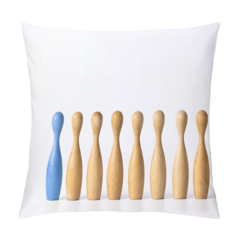 Personality  Wooden Figure Stands Out From The Crowd. Business Leadership Concept Pillow Covers