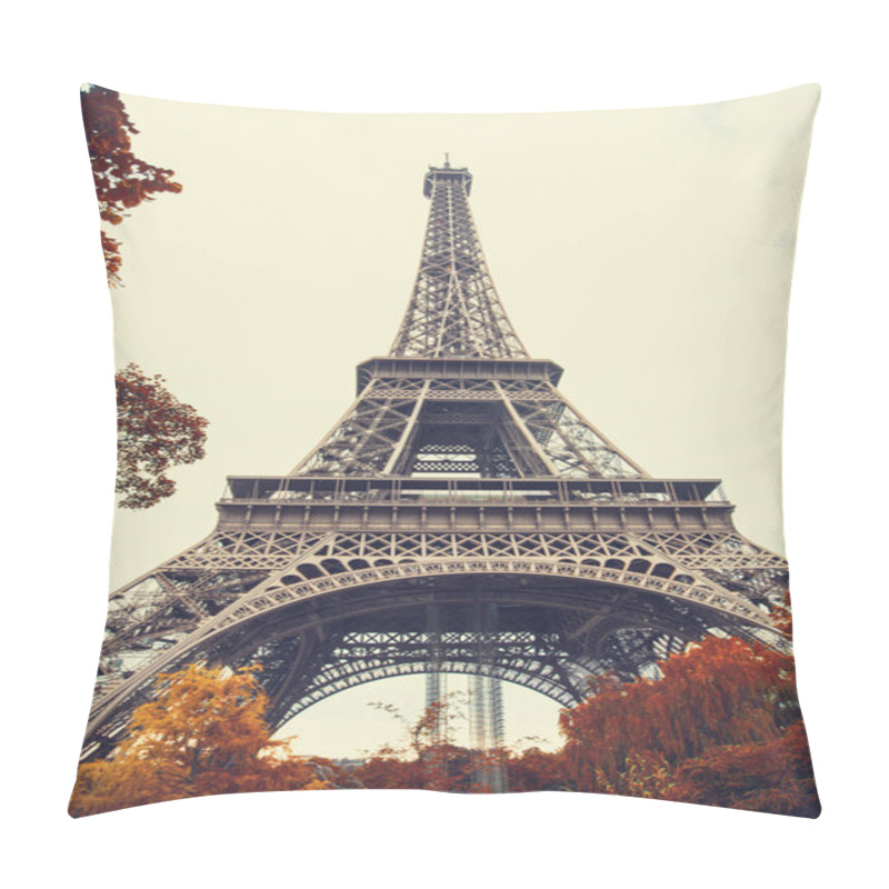 Personality  Paris. Gorgeous Wide Angle View Of Eiffel Tower In Autumn Season Pillow Covers