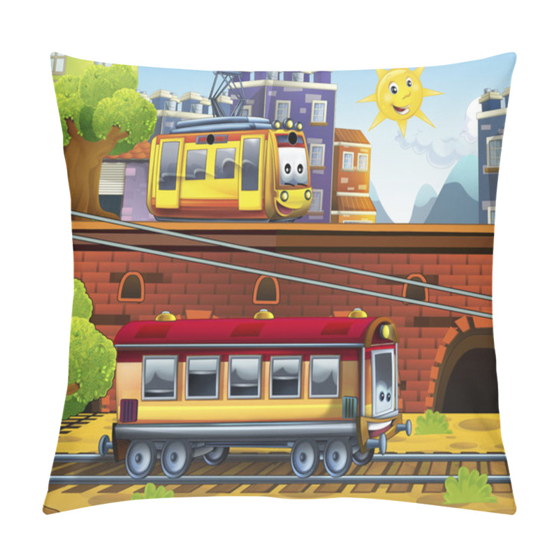 Personality  Cartoon Railway Scene Pillow Covers