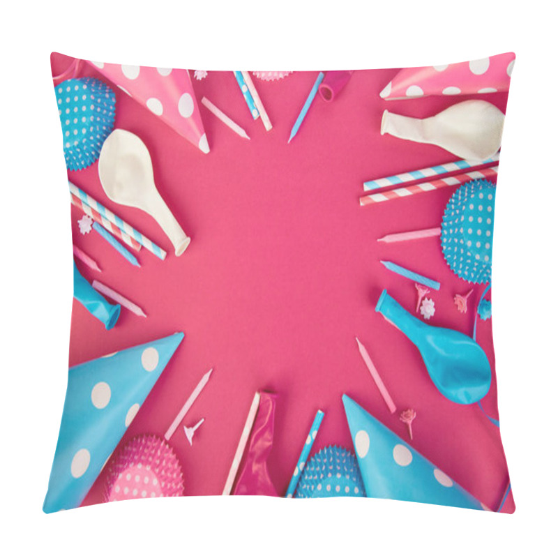 Personality  Party Pink And Blue Paper Hat. Pillow Covers