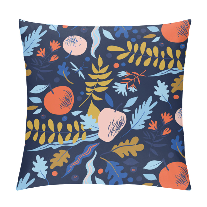 Personality  Autumn Pattern With Leaves, Berries, Flowers And Apples. Good For Package For Juice, Cosmetics Or Menu Design Pillow Covers