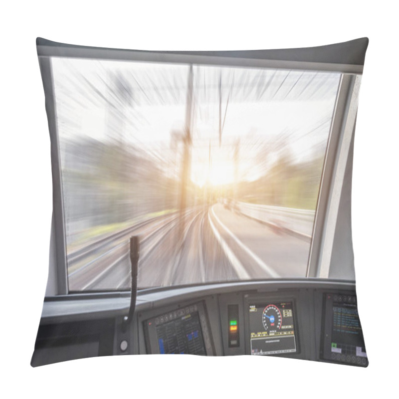 Personality  View From The Cabin Of The Passenger Train To The Railway And Turn At The Speed Of Movement. Pillow Covers