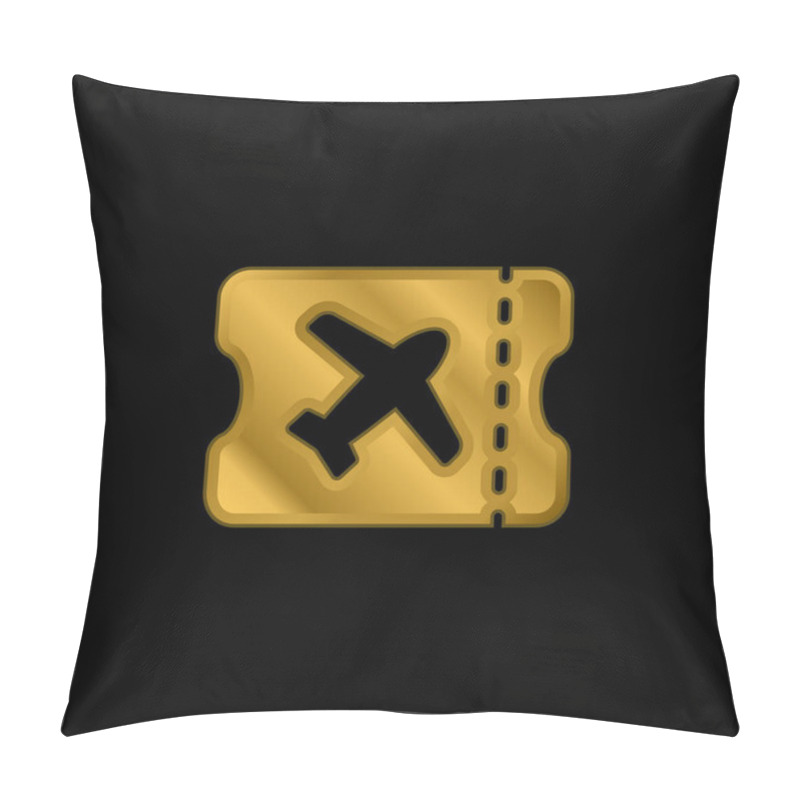 Personality  Boarding Pass Gold Plated Metalic Icon Or Logo Vector Pillow Covers