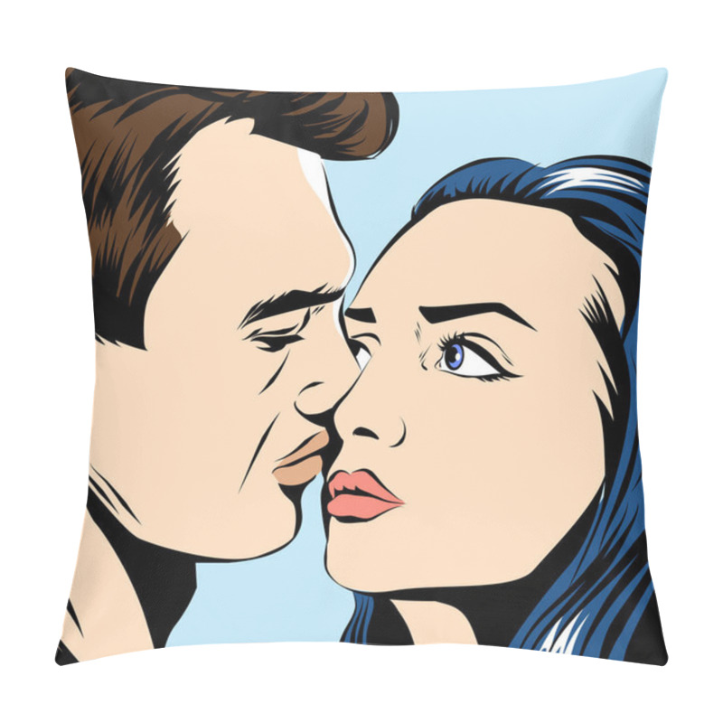 Personality  Kissing Couple Pop Art Style Vector Illustration. Pillow Covers