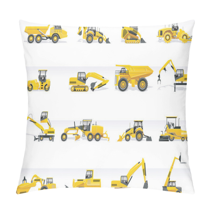 Personality  Vector Transportation Icon Set. Tractors Pillow Covers