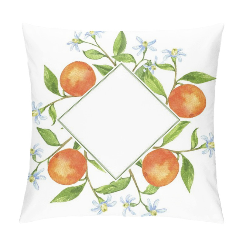 Personality  Background With Fruit Tree Branches, Flowers, Leaves And Oranges Pillow Covers