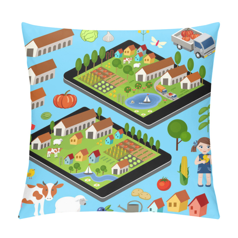 Personality  Big Set Of Rural Farmer Elements.  Pillow Covers