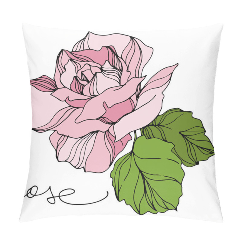 Personality  Vector Rose Floral Botanical Flowers. Engraved Ink Art. Isolated Roses Illustration Element. Pillow Covers