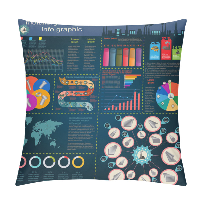 Personality  Set Of Elements And Tools Of Metallurgical Industry For Creating Pillow Covers