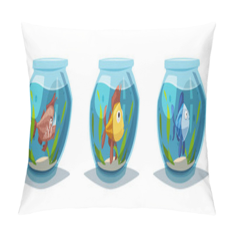 Personality  Aquarium With Clear Water. Cartoon Vector Illustration Pillow Covers