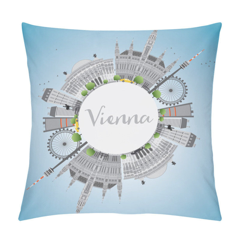 Personality  Vienna Skyline With Gray Buildings, Blue Sky And Copy Space.  Pillow Covers