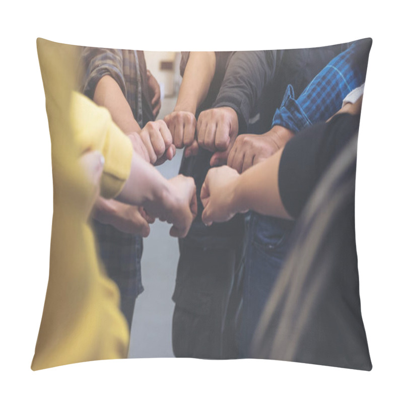 Personality  Group Of Business Team Work Join Their Hands Together With Power And Successful Concept  Pillow Covers