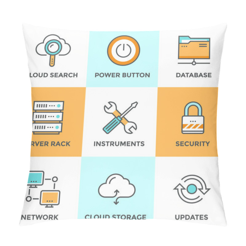 Personality  Cloud Computing  Icons Set Pillow Covers