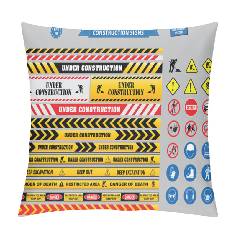 Personality  Set Of Construction Sign Pillow Covers