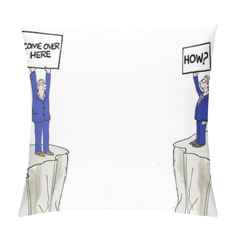 Personality  Two Men Try To Reach Across The Divide Pillow Covers