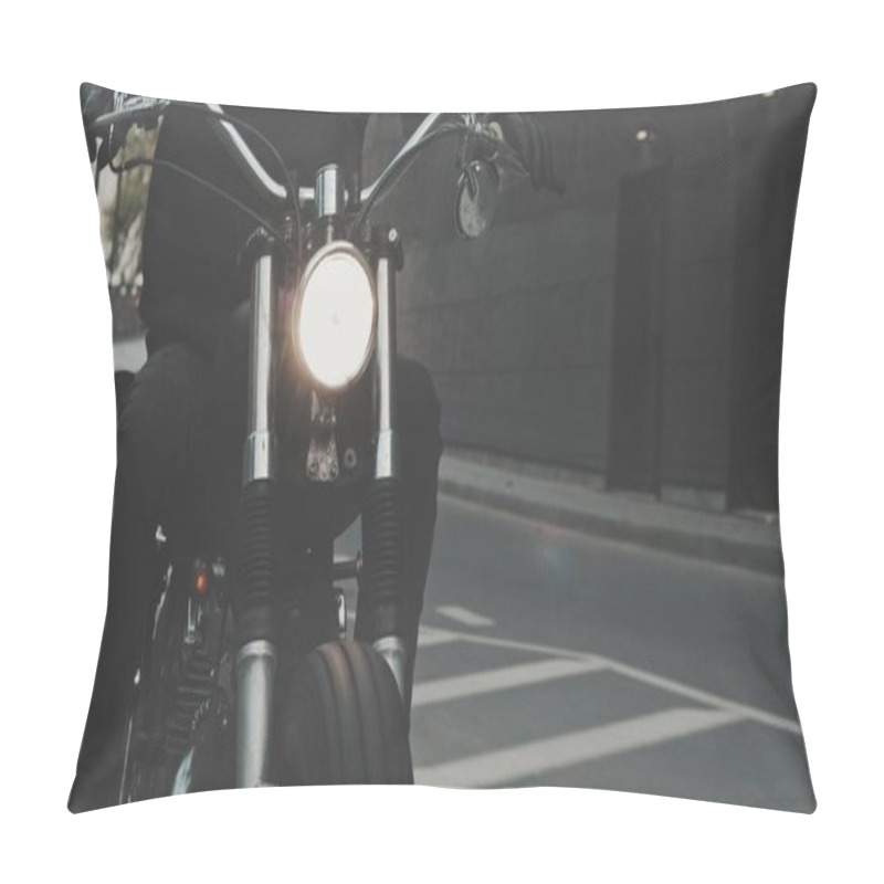 Personality  Biker Riding On Motorcycle In City Pillow Covers