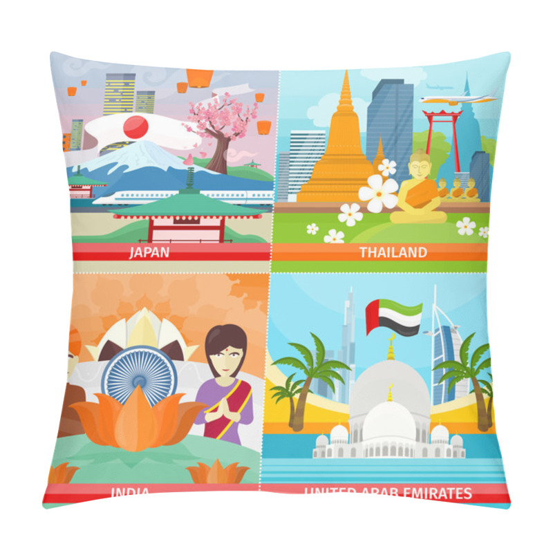 Personality  Set Of Traveling Concepts In Flat Design. Pillow Covers