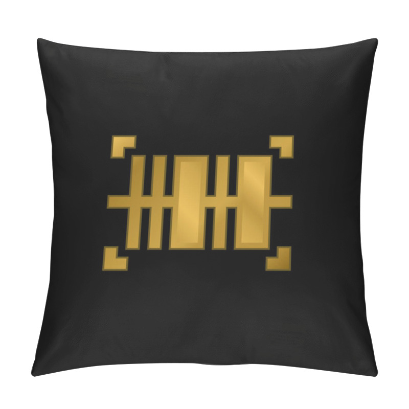 Personality  Bar Code Gold Plated Metalic Icon Or Logo Vector Pillow Covers