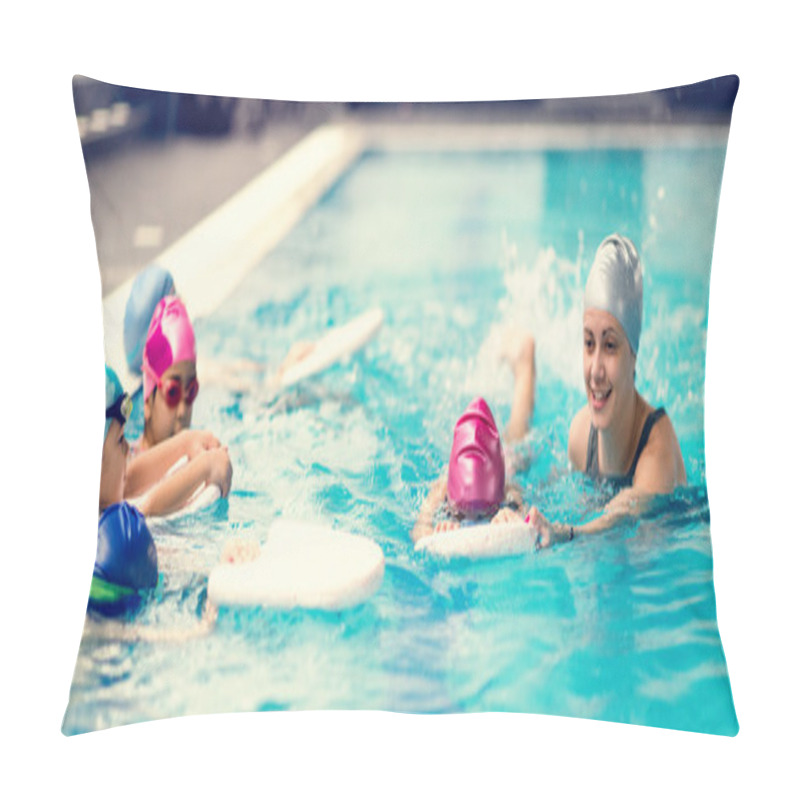 Personality  Swimming Lesson In Indoor Swimming Pool Pillow Covers