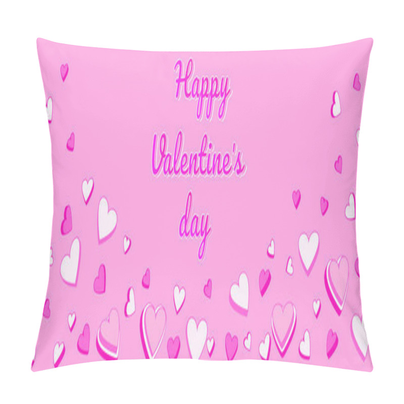 Personality  Playful Valentine's Day Background Featuring Layered Pink And White Hearts Scattered On A Pink Backdrop. Perfect For Greeting Cards, Banners, Invitations, And Festive Designs, Romantic Posters Pillow Covers