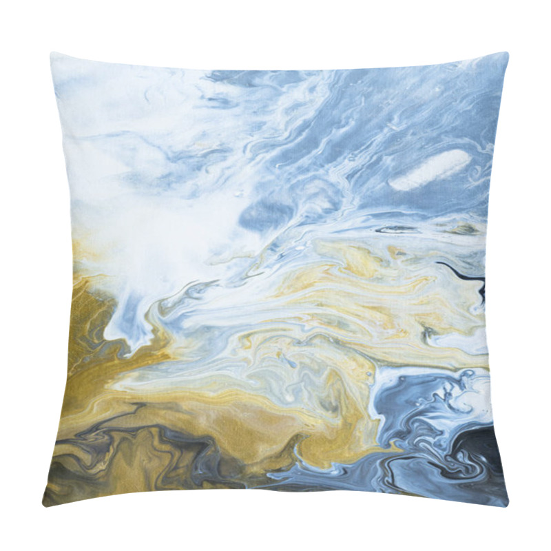 Personality  Blue And Gold Creative Abstract Hand Painted Background, Marble  Pillow Covers