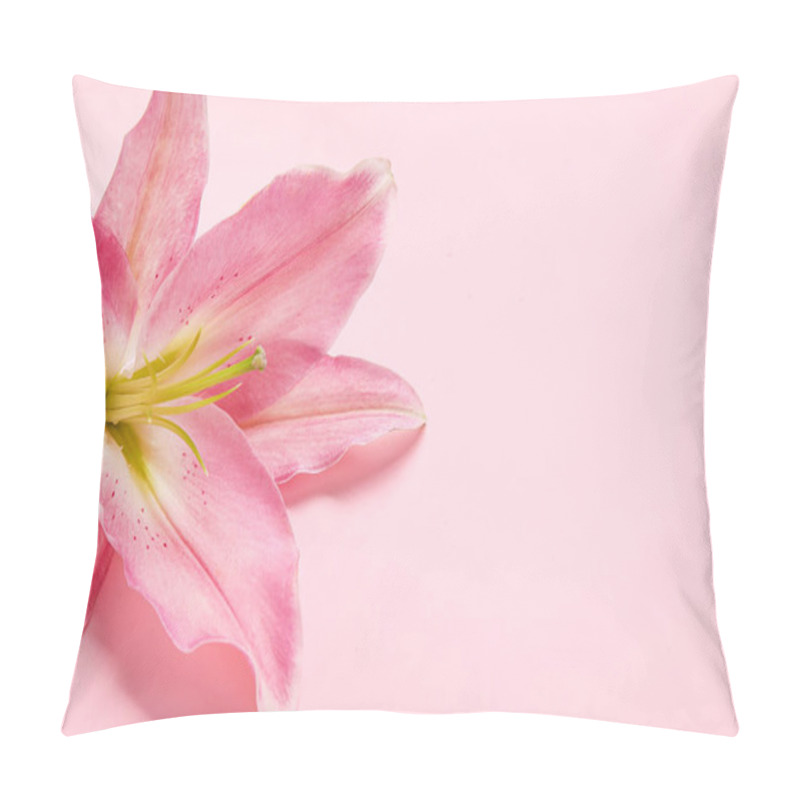 Personality  Beautiful Lily Flower On Pink Background Pillow Covers