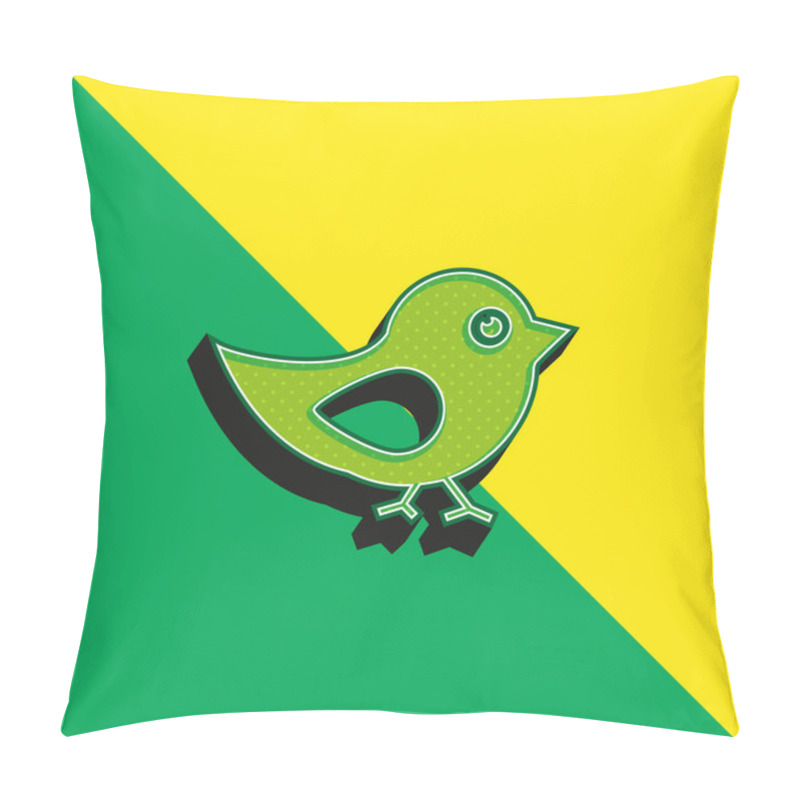 Personality  Bird Of Black And White Feathers Green And Yellow Modern 3d Vector Icon Logo Pillow Covers