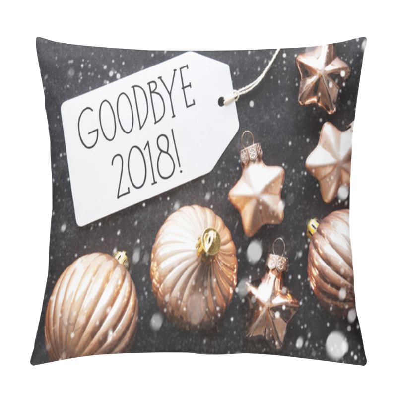 Personality  Bronze Christmas Balls, Snowflakes, English Text Goodbye 2018 Pillow Covers