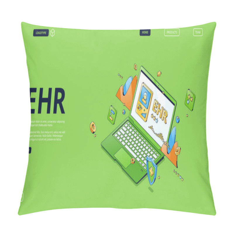 Personality  Ehr, Electronic Health Record Isometric Landing Pillow Covers