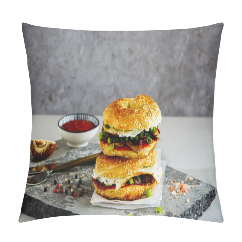 Personality  Mushrooms And Fried Egg Sandwich Pillow Covers