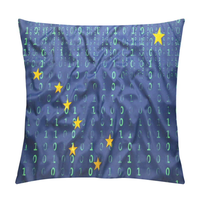 Personality  Binary Code With Alaska Flag, Data Protection Concept Pillow Covers