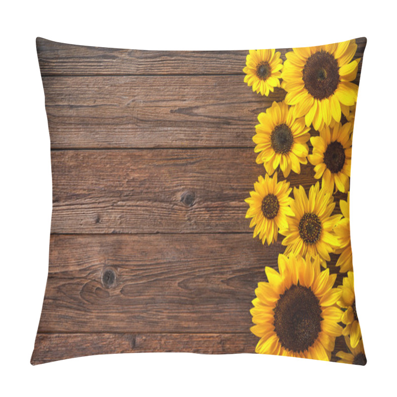 Personality  Sunflowers On Wooden Background Pillow Covers