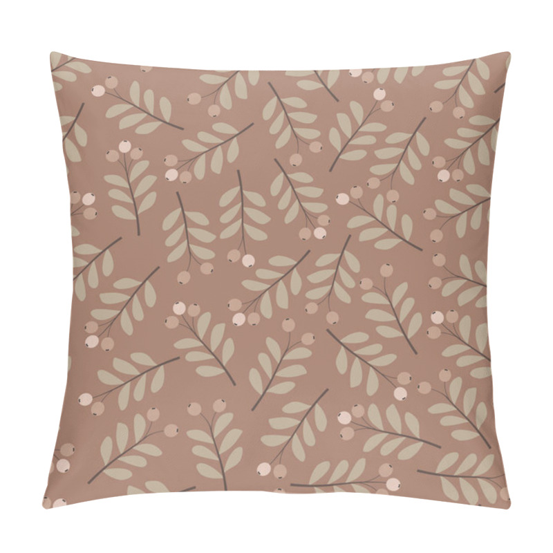 Personality  Floral Seamless Pattern. Allover Print Foliage Surface Design Of Monochromatic Leaves And Berries Pillow Covers