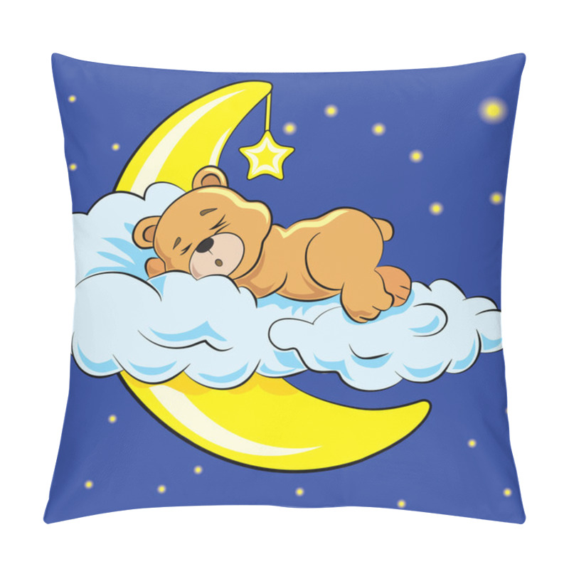 Personality  Bear Sleeping On Moon Pillow Covers