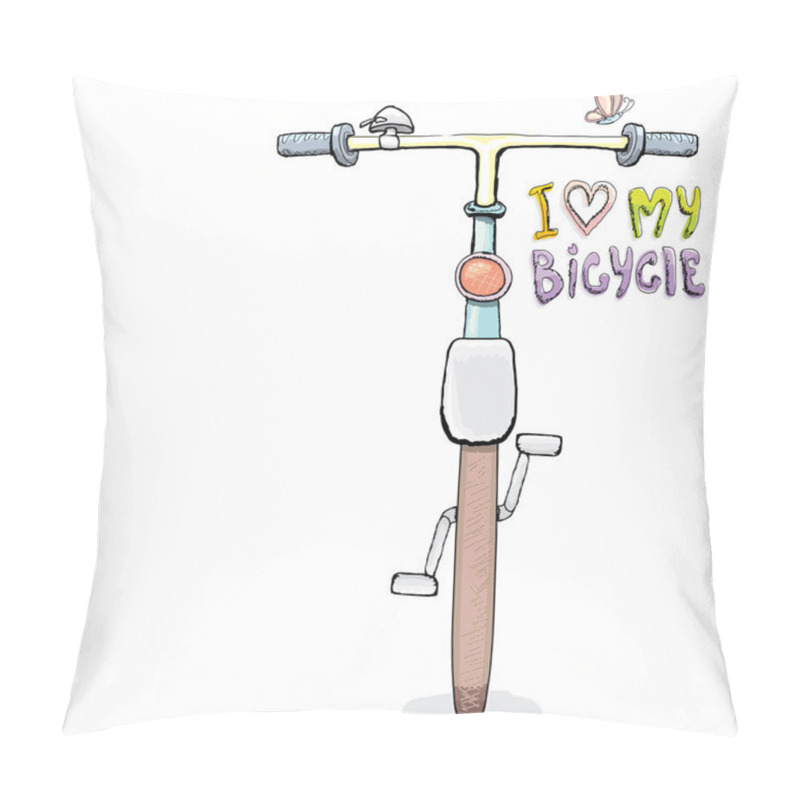 Personality  I Love My Bicycle Concept Design. Hand Drawn  Pillow Covers