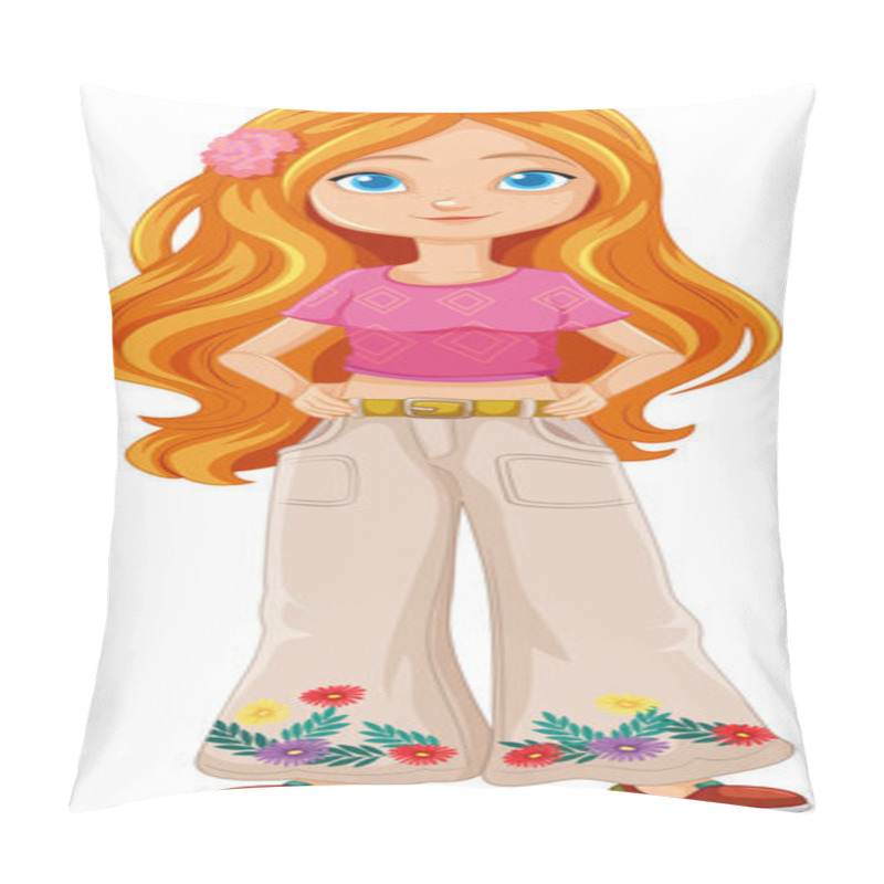 Personality  Red-haired Girl In Hippy-style Clothing Pillow Covers