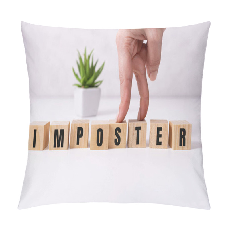 Personality  Imposter Syndrome, Mental Health Quotes, Words Typography View Lettering Concept. Pillow Covers