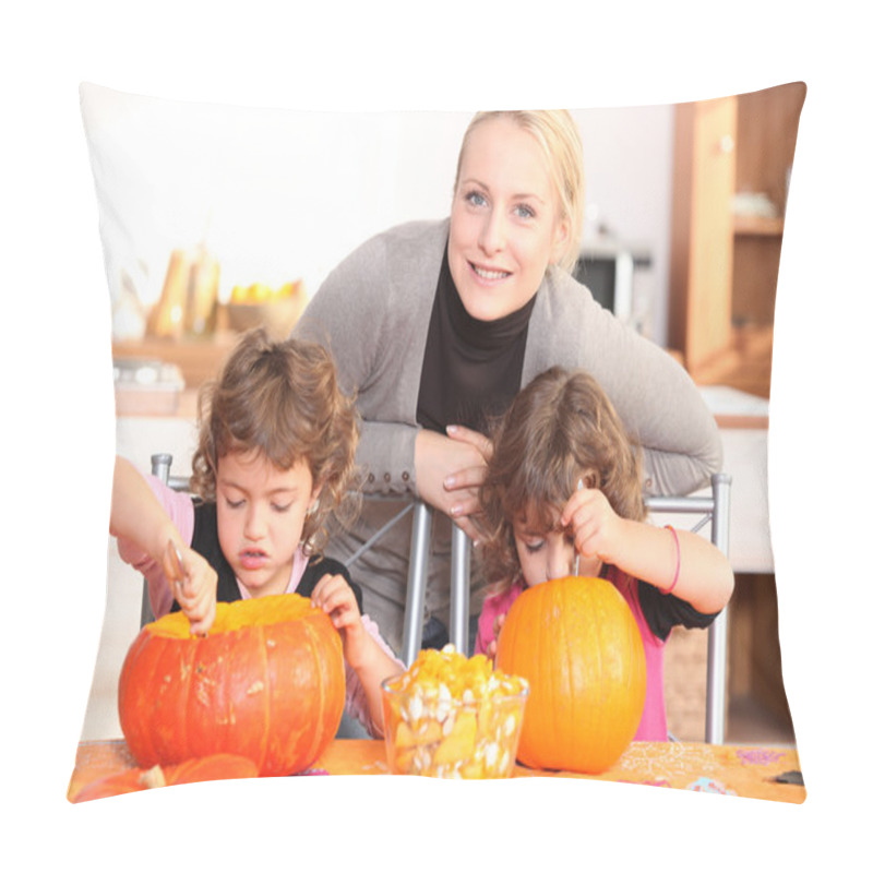 Personality  Mother And Child Preparing Pumpkin Pillow Covers